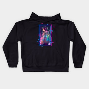 Cyber Futuristic Girl - Anime Shirt Kids Hoodie